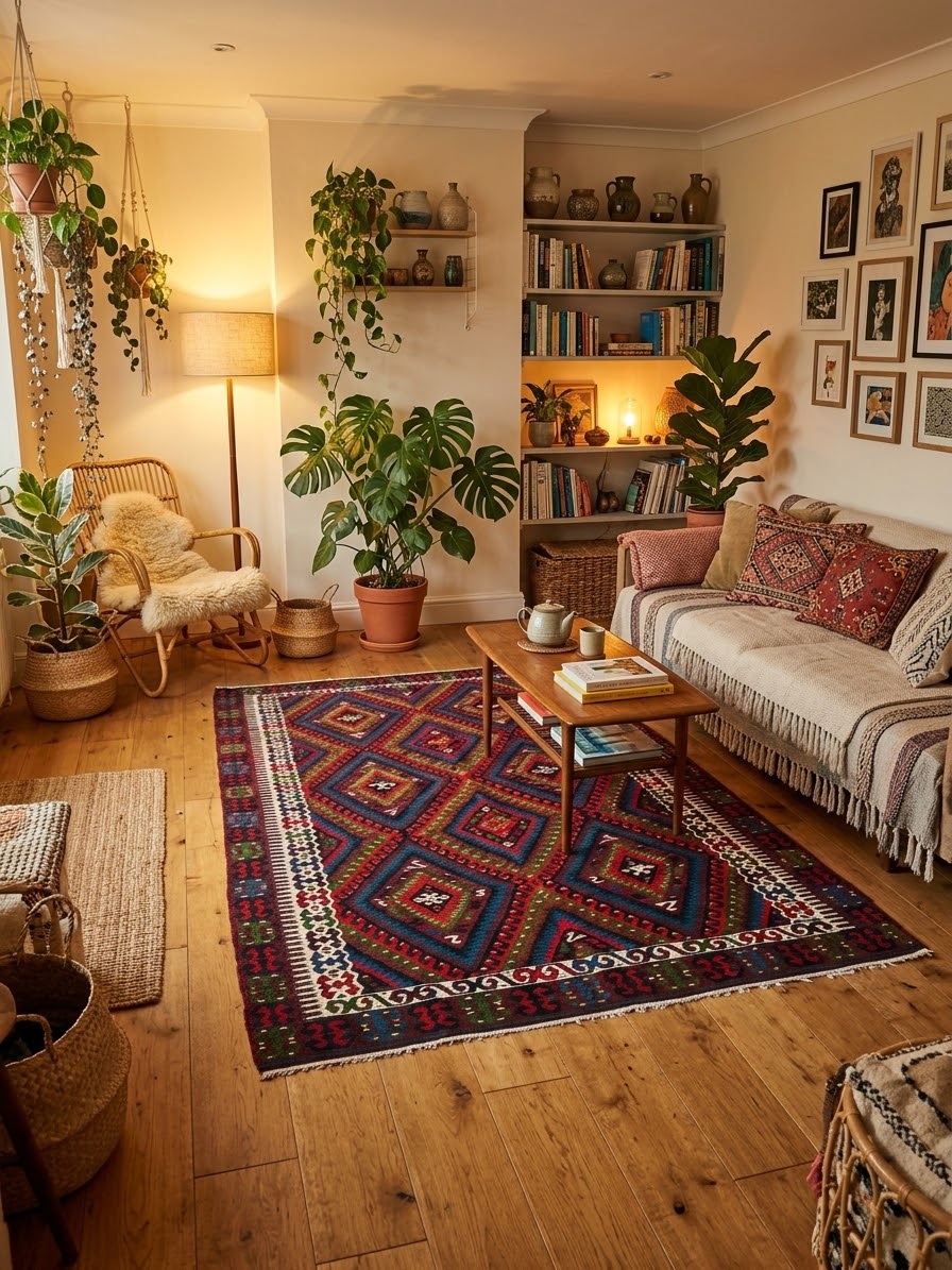 %100 Doğal Koyun Yünü Kök Boya El Dokuma Fethiye Kilimi – 6 m²